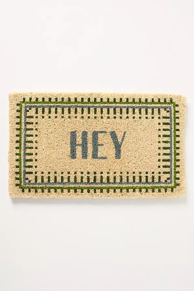 Anthropologie Hey Coir Printed Doormat In Yellow