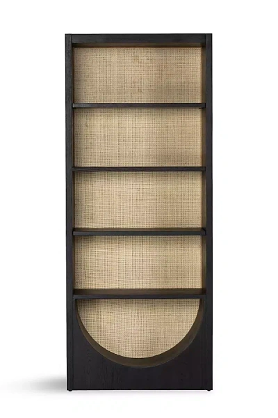 Anthropologie Higgs Honey Oak Bottom Arch Cane Paneling Bookcase