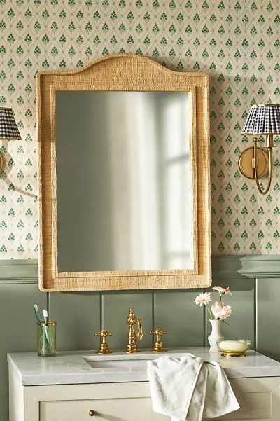 Anthropologie Hilltop Raffia Arch Wall Mirror In Transparent