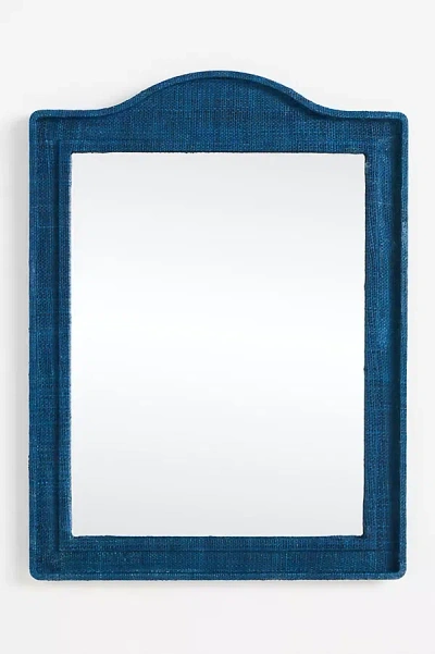 Anthropologie Hilltop Raffia Arch Wall Mirror In Blue