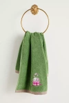 Anthropologie Holiday Critters Embroidered Hand Towel In Green
