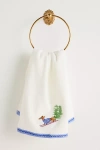 Anthropologie Holiday Critters Embroidered Hand Towel In White