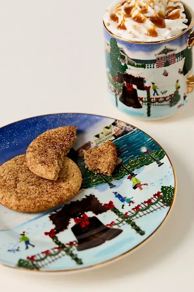 Anthropologie Holiday In The City Stoneware Dessert Plate