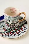 Anthropologie Holiday In The City Stoneware Dessert Plate In Multi