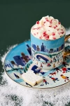 Anthropologie Holiday In The City Stoneware Dessert Plate In Blue