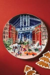 Anthropologie Holiday In The City Stoneware Dessert Plate In Multi