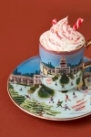 Anthropologie Holiday In The City Stoneware Dessert Plate In Blue