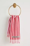 Anthropologie Holiday Striped Embroidered Hand Towel In Multi