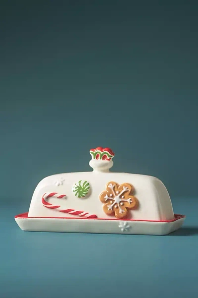 Anthropologie Holifaye Ceramic Stoneware Butter Dish In White
