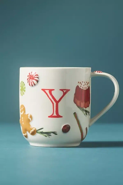Anthropologie Holifaye Stoneware Monogram Mug In White