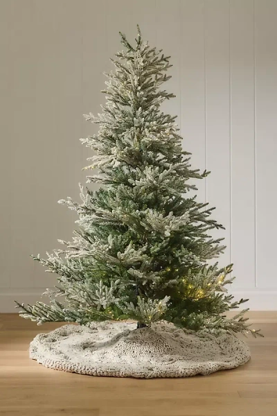 Anthropologie Holly Cable Knit Tree Skirt In Green