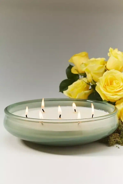 Anthropologie Honeypot Woody Salted Woods & Rose Glass Decorator Candle In Green