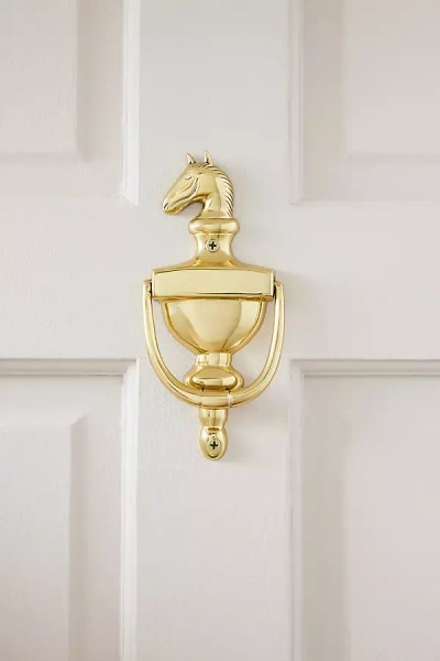 Anthropologie Horse Bust Brass Door Knocker In Gold