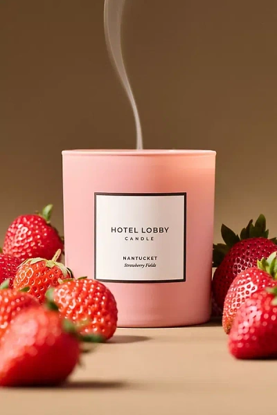 Anthropologie Hotel Lobby Fruity Nantucket Strawberry Fields Glass Candle In Pink