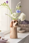 Anthropologie Hound Stoneware Dog Vase In Brown