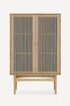 Anthropologie Hudson Paper Cord Oak Highboard Cabinet