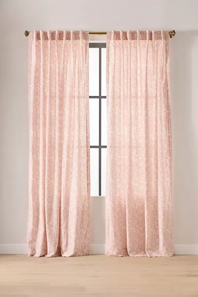 Anthropologie Hyacinth Floral Curtain In Pink