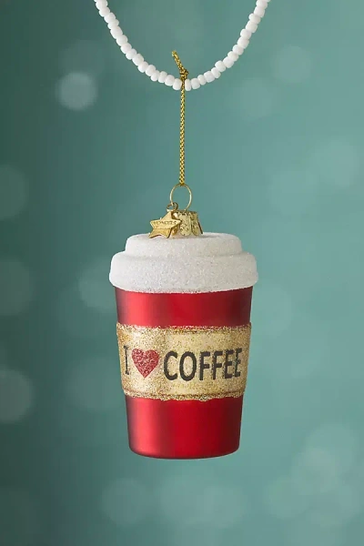 Anthropologie I Love Coffee Ornament In Red