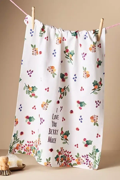 Anthropologie I Love You Berry Much Dish Towel In Multi