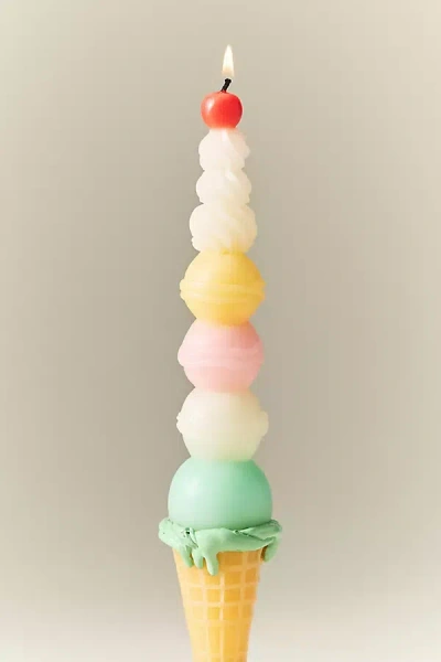 Anthropologie Ice Cream Cone Taper Candle In Multi