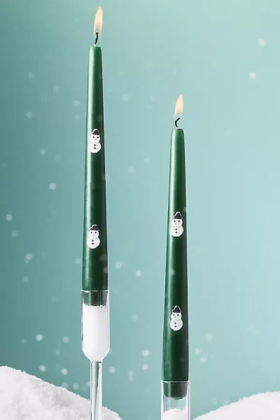 Anthropologie Icon Holiday Taper Candles, Set Of 2 In Green