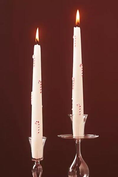 Anthropologie Icon Holiday Taper Candles, Set Of 2 In White