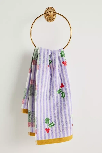 Anthropologie Icon Stripe Hand Towel In Purple