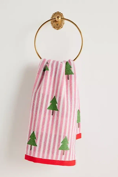 Anthropologie Icon Stripe Hand Towel In Pink