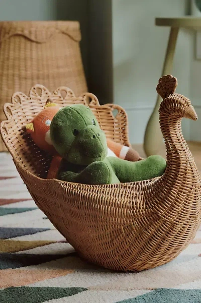 Anthropologie Ida Peacock Woven Wicker Basket In Brown