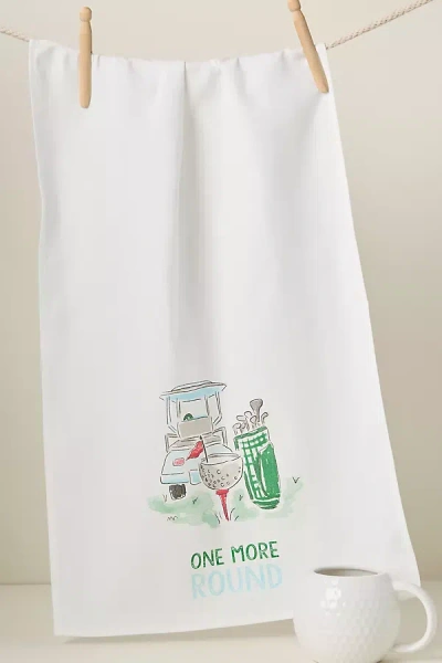Anthropologie Illustrated Sporty Dish Towel In White