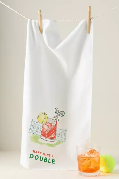 Anthropologie Illustrated Sporty Dish Towel In Green