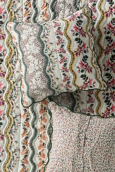 Anthropologie Iluka 100% Cotton Gauze Floral Euro Sham In Multi