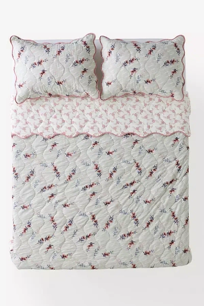 Anthropologie Iluka 100% Cotton Gauze Floral Quilt In Green