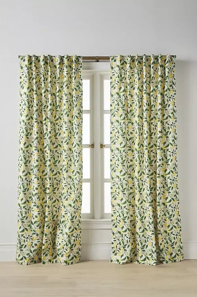 Anthropologie Iluka Cotton Lemons Curtain In Multi