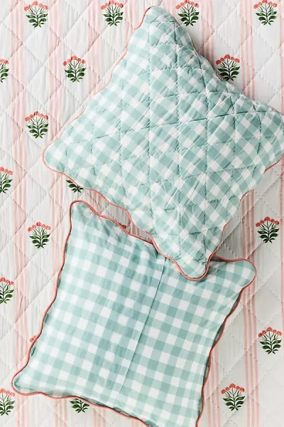 Anthropologie Iluka Cotton Printed Floral Euro Sham In Green