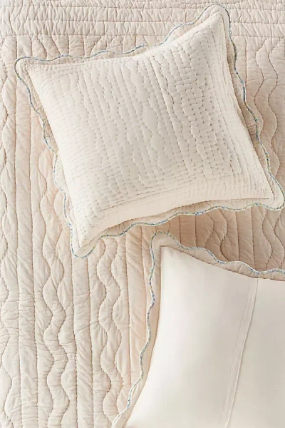 Anthropologie Iluka Cotton Solid Floral Edge Cushion Cover In Neutral