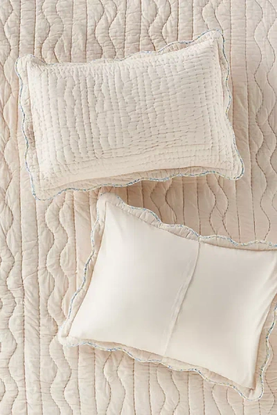 Anthropologie Iluka Cotton Solid Floral Edge Pillowcases, Set Of 2