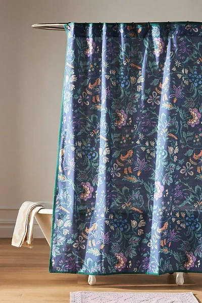 Anthropologie Iluka Organic Cotton Shower Curtain In Blue