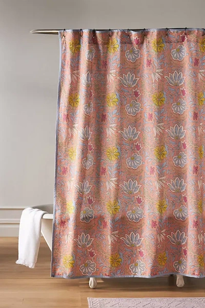 Anthropologie Iluka Organic Cotton Shower Curtain In Pink
