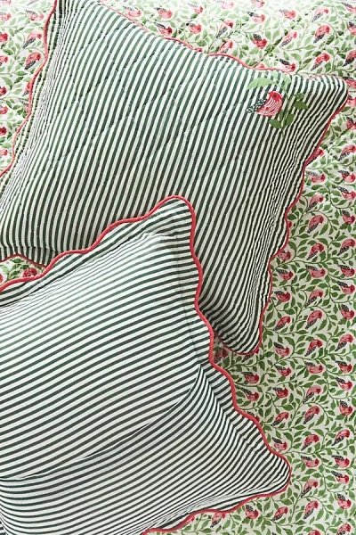 Anthropologie Iluka Printed Cushion In Green