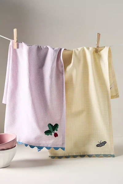 Anthropologie Indira Embroidered Dish Towels, Set Of 2 In Multi