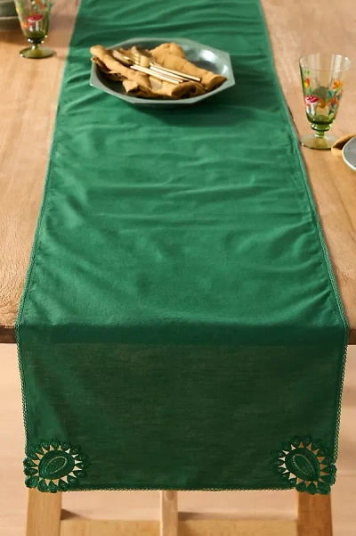 Anthropologie Ines Lace Table Runner In Green