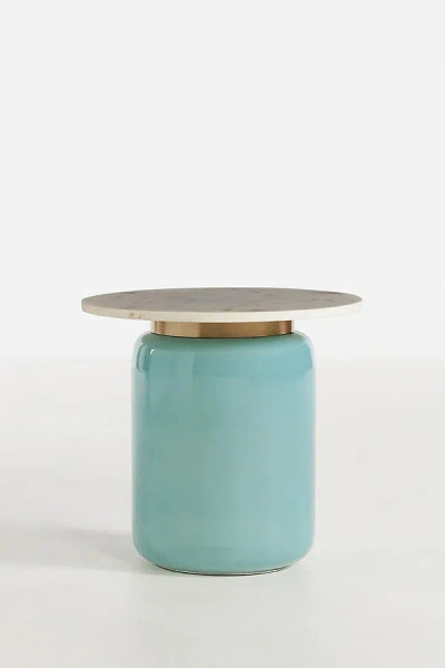 Anthropologie Infinity Glass Side Table In Blue