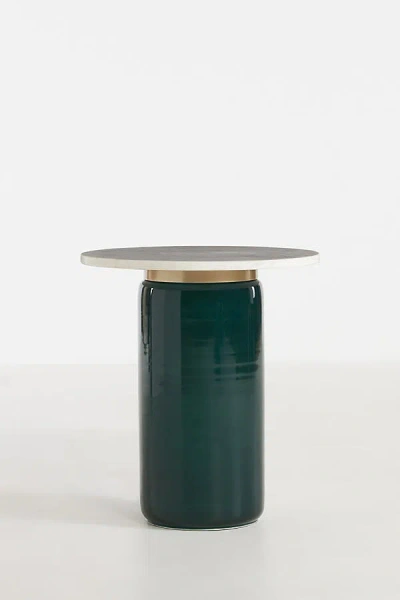 Anthropologie Infinity Glass Side Table In Green