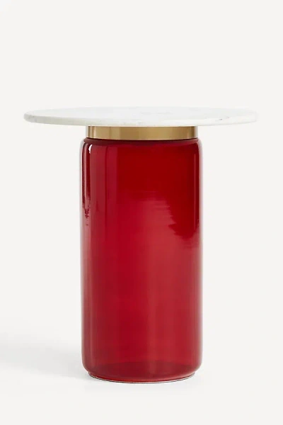 Anthropologie Infinity Glass Side Table In Red