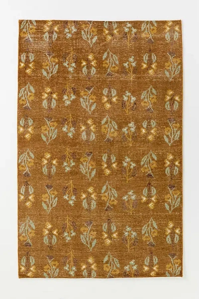 Anthropologie Ingrid Hand-knotted Wool Floral Rug In Brown