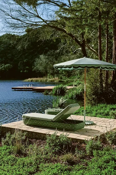 Anthropologie Iona Outdoor Chaise Lounge In Green