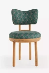 Anthropologie Irie Leora Block-print Oak Wood Dining Chair In Green
