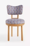Anthropologie Irie Leora Block-print Oak Wood Dining Chair In Blue