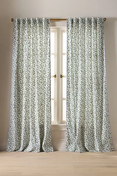 Anthropologie Irina Cotton Floral Printed Curtain In Pattern